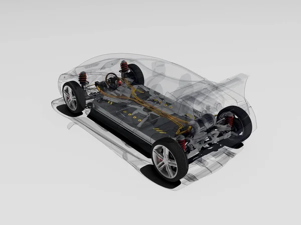 Electric car model on a white background..3d render