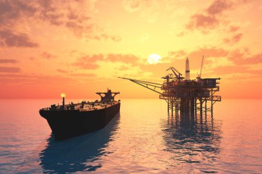 Tanker denizde, 3D görüntüleme.
