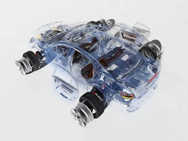 Модель Автомобилей Белом Фоне Рендеринг — стоковое фото