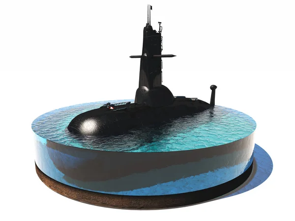 Model Sea Submarine White Background Render — Stock Photo, Image