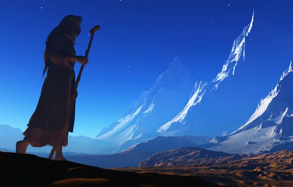 성직자는 Mountain 3D에 렌더링 — 스톡 사진