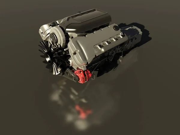 Engine Car Gray Background Render — Stock Photo, Image