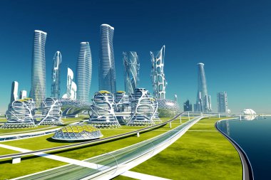 3D modern şehir görüntüsü