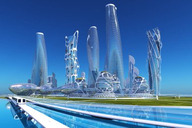 3D modern şehir görüntüsü