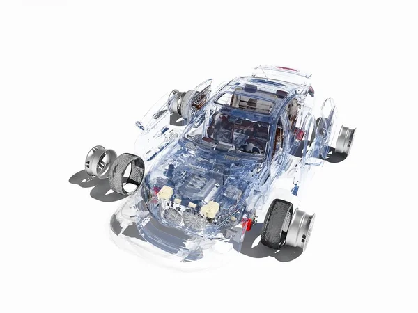 Beyaz Arka Planda 33D Model Arabalar — Stok fotoğraf