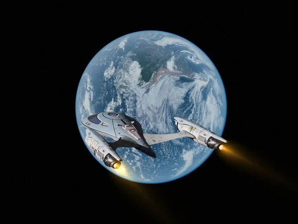 Siyah Arka Planda Roket Küre Görüntünün Elementleri Nasa Tarafından Döşenmiştir — Stok fotoğraf