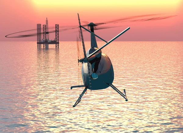 Der Hubschrauber Befindet Sich Über Der Arbeitsplattform Darstellung — Stockfoto