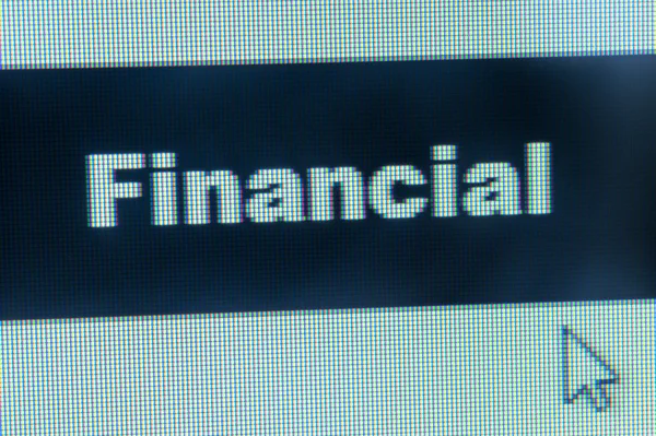 Financiële word en cursor — Stockfoto