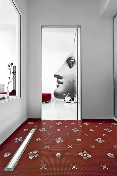 Entrée moderne avec carrelage rouge — Photo