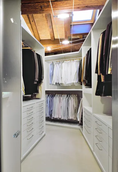 Modern wardrobe on garret — Stock Photo, Image