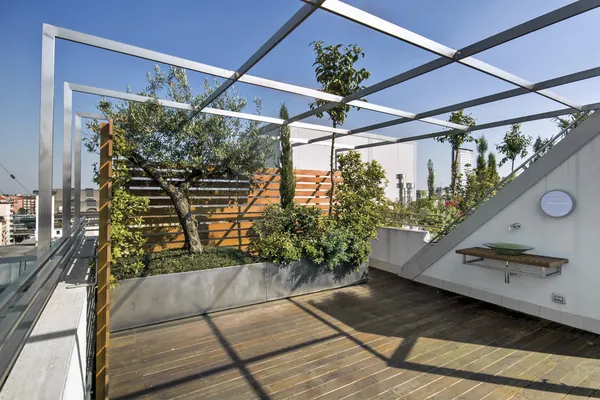 Modern terrace with wood floor — Stock Photo, Image