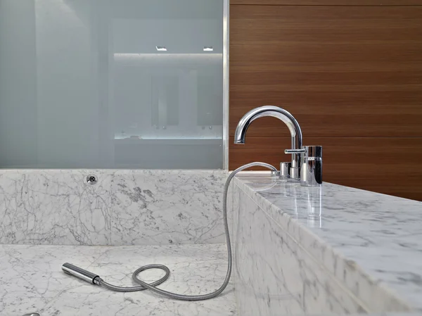 Detail of steel faucet in the bathroom — Stock Photo, Image