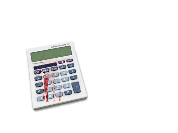 Konsep kalkulator Berdarah krisis sekarang — Stok Foto