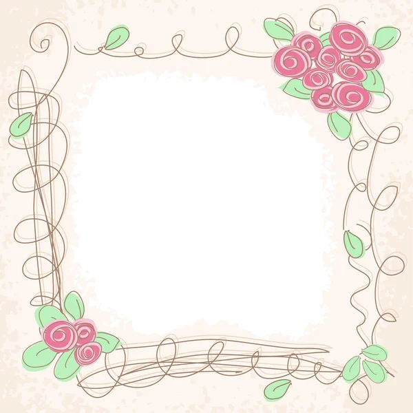 Moldura do doodle floral do vetor — Vetor de Stock