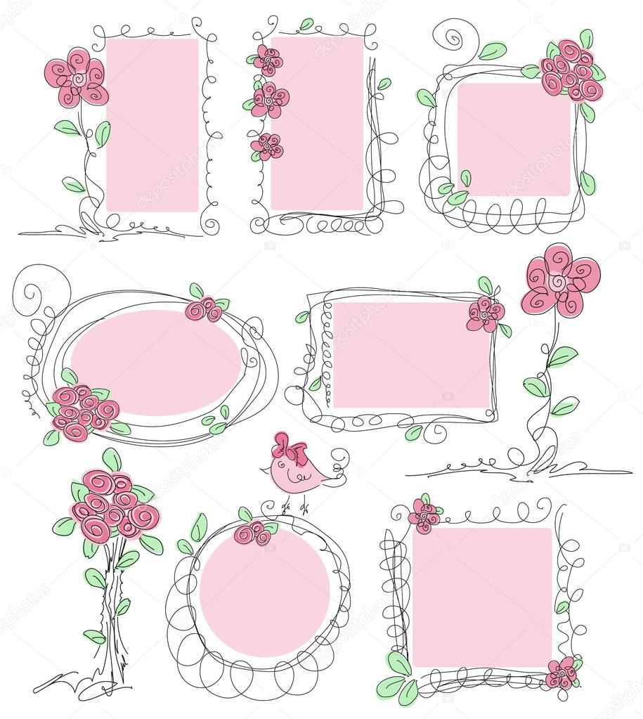 Floral vector doodle frames