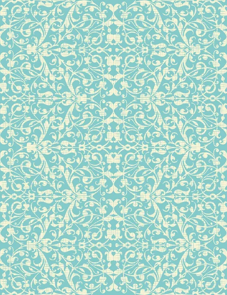 Vector vintage turquoise and beige floral seamless pattern — Stock Vector