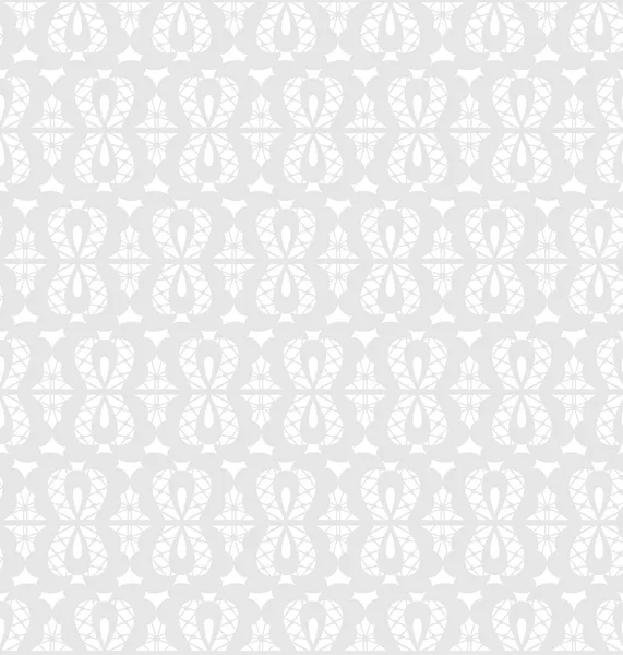 White seamless lace floral pattern on gray background — Stock Vector