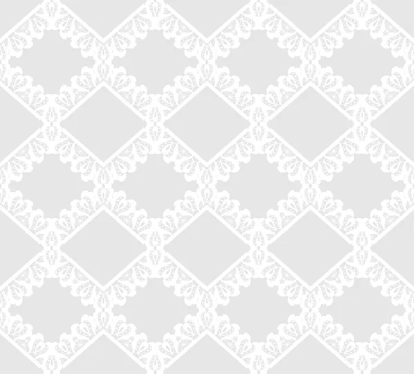 Patrón floral de encaje inconsútil blanco sobre fondo gris — Vector de stock