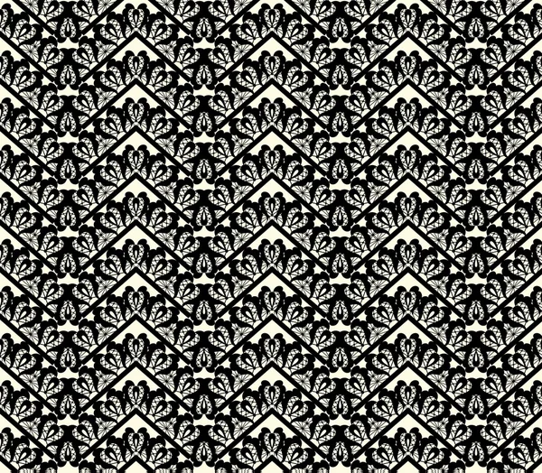 Dentelle noire motif sans couture sur fond blanc — Image vectorielle