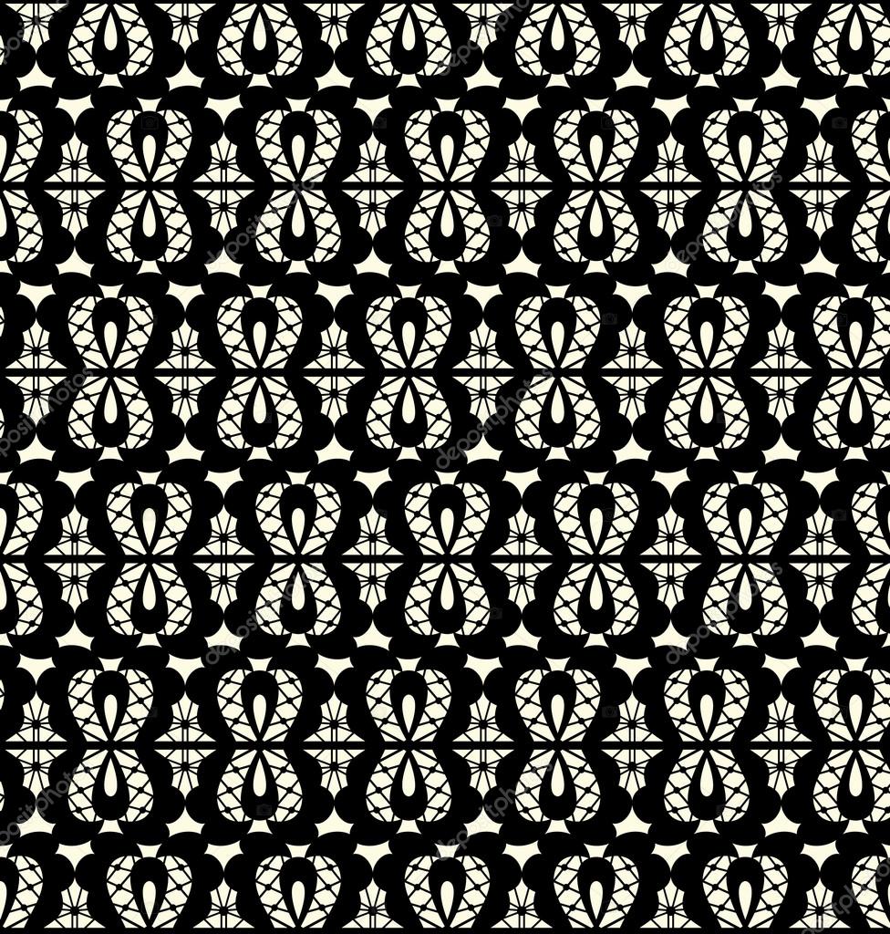 Black lace seamless pattern on white background