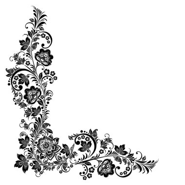 Vector floral arka plan. Rus geleneksel süsleme hohloma.