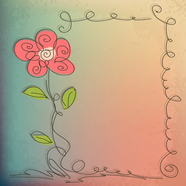 Hand getekend floral achtergrond met gedetailleerde frame — Stockvector