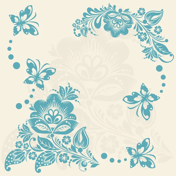 Abstract floral background with butterflies. — Stock Vector