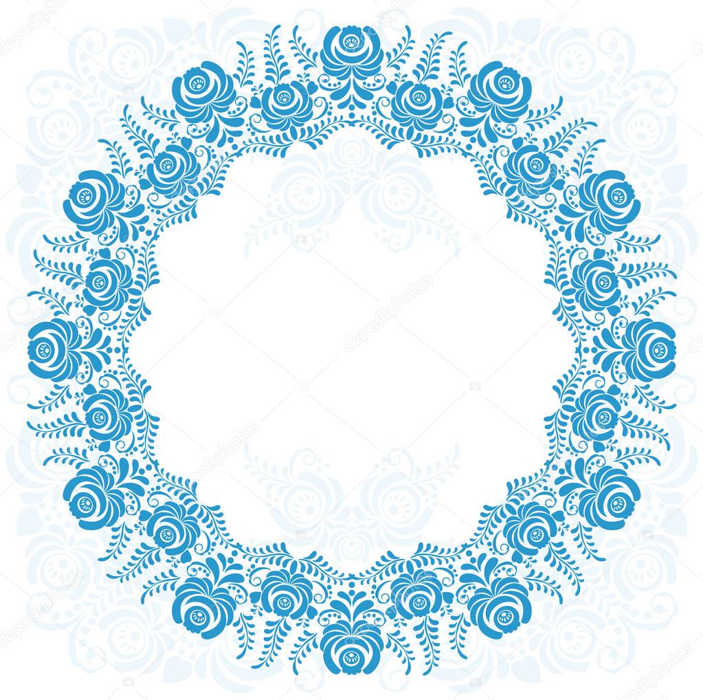 Russian national circular ornament with empty place in the center.