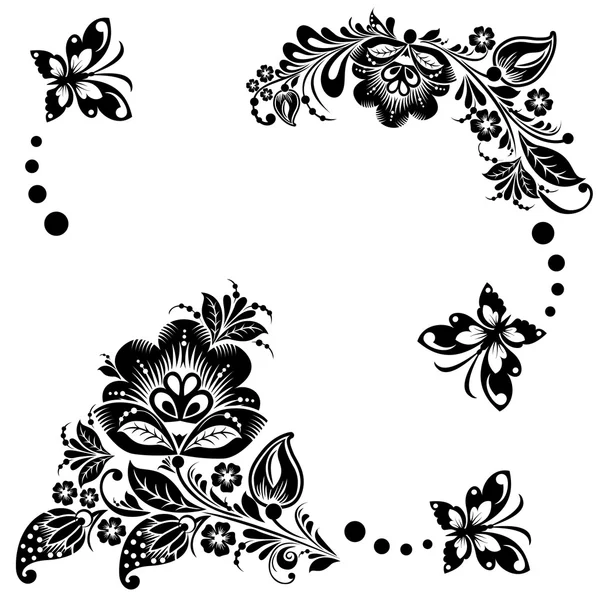 Fond floral abstrait avec des papillons. — Image vectorielle