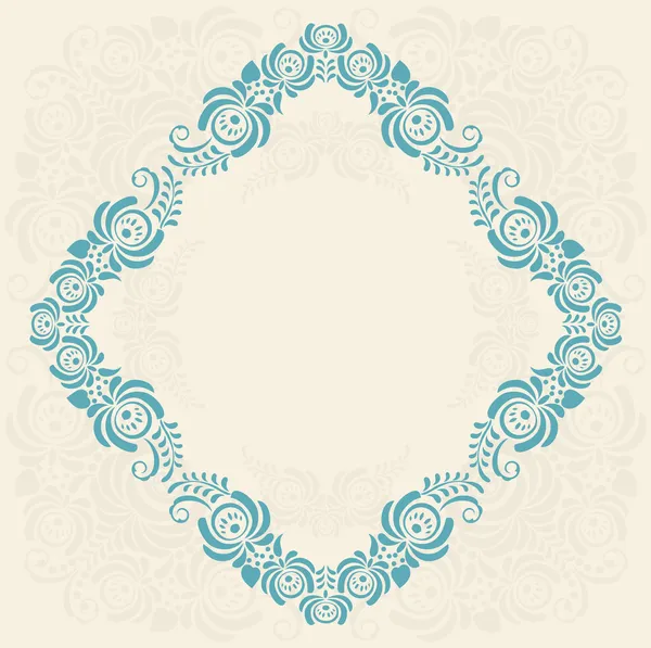 Cadre d'éléments floraux. Cadre vectoriel dans le style gzhel . — Image vectorielle