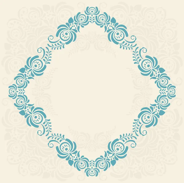 Frame van floral elementen. Vector frame in gzhel stijl. — Stockvector