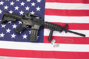 M4 RIS assault carbine on us flag clipart
