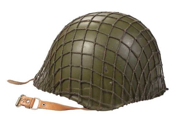 Шлем пехоты Советской Армии изолированный на белом — стоковое фото