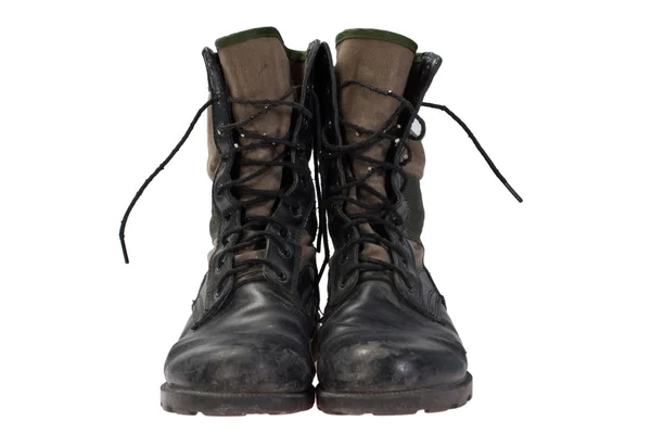 Oude gebruikte jungle laarzen vietnam oorlog periode geïsoleerd — Stockfoto