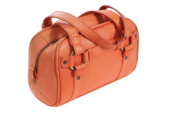 Orange learher bag — Stock Photo, Image