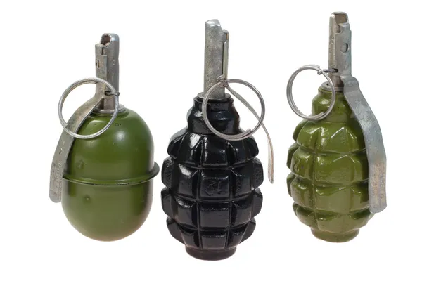 Set di granate a mano isolate su sfondo bianco — Foto Stock