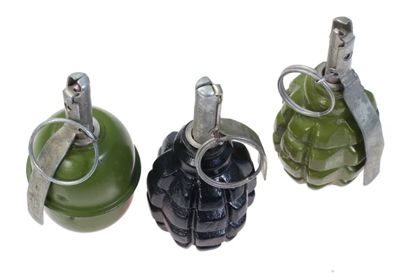 Set of Soviet hand grenades isolated on a white background — Stock Photo, Image