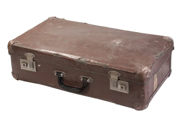 Retro starodawny walizka na białym tle — Zdjęcie stockowe