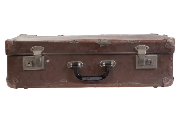 Vecchia valigia Vintage isolato su bianco — Foto Stock