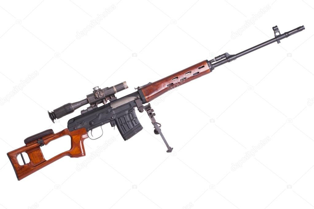 Armée russe Dragunov fusil de sniper avec vue optique image libre de