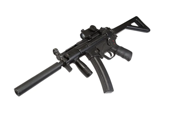 Submachine pistol med ljuddämpare — Stockfoto