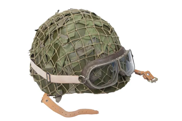 Military helmet with goggles — Stock Photo, Image