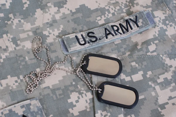 Army uniform with blank dog tags — Stock Photo, Image