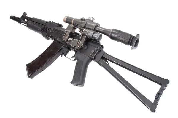 Assault rifle with optical sight — Stockfoto