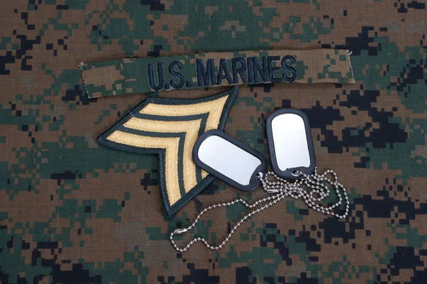 Ons concept van de mariniers met dienst tapes, markeringen van de hond en gecamoufleerde uniform — Stockfoto