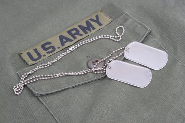 us army uniform Vietnam War period with blank dog tags clipart