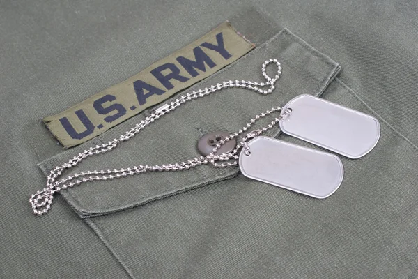 Us army uniform Vietnam War period with blank dog tags — Stock Photo, Image