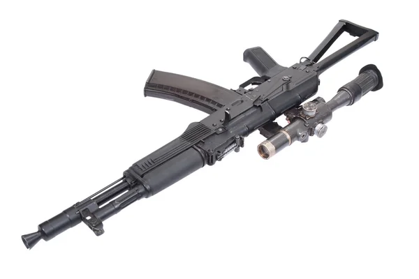 Kalashnikov AK com visão óptica em branco — Fotografia de Stock