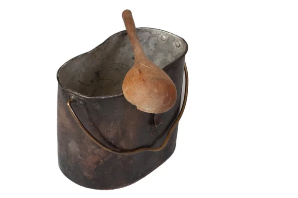 WW1 period Mess Kit and wooden spoon — Stock Photo, Image