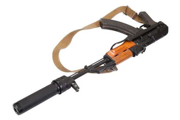 Kalashnikov AK47 con silenciador aislado en blanco — Foto de Stock